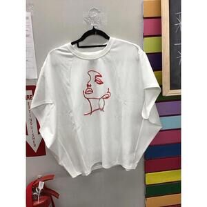 Vivica A Fox white cap sleeve top Large silhouette white new HSN